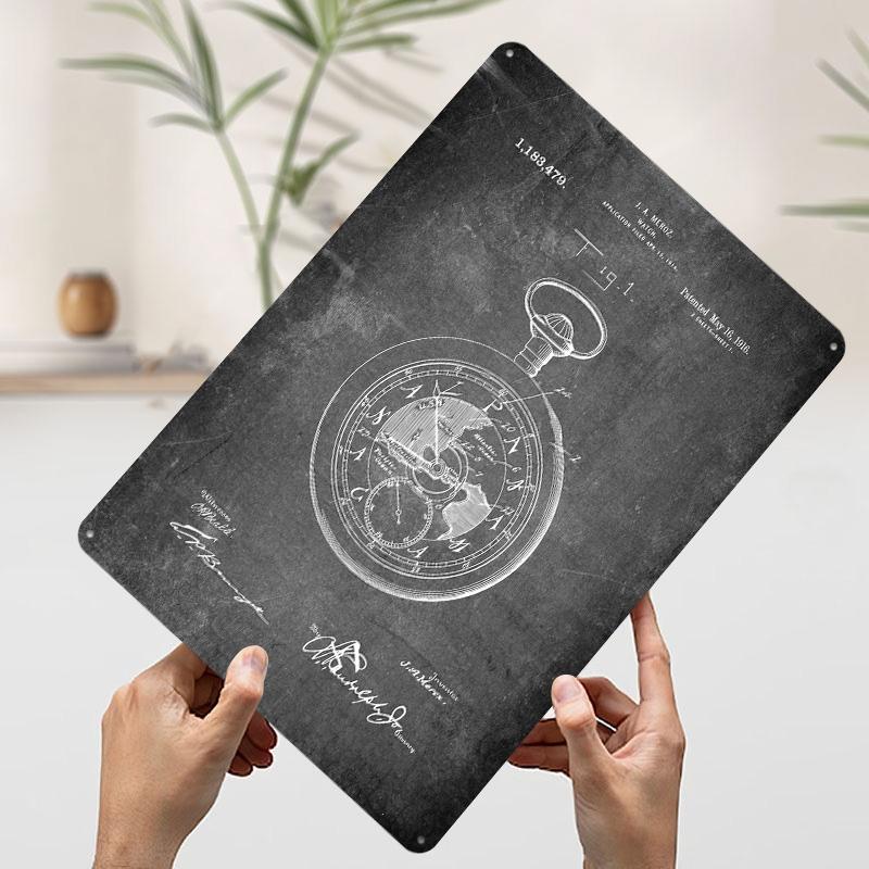 Watch Patent II Poster Customized Wall Art Vintage Metal Signs Retro Tin Plaque for Man Cave Modern Home Decoration Luxury House