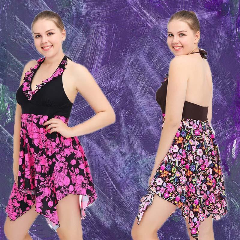 Stylish New Women Sexy Fashion Plus Size Floral High Waist Swimsuit Dress For Elegant Swim Days
