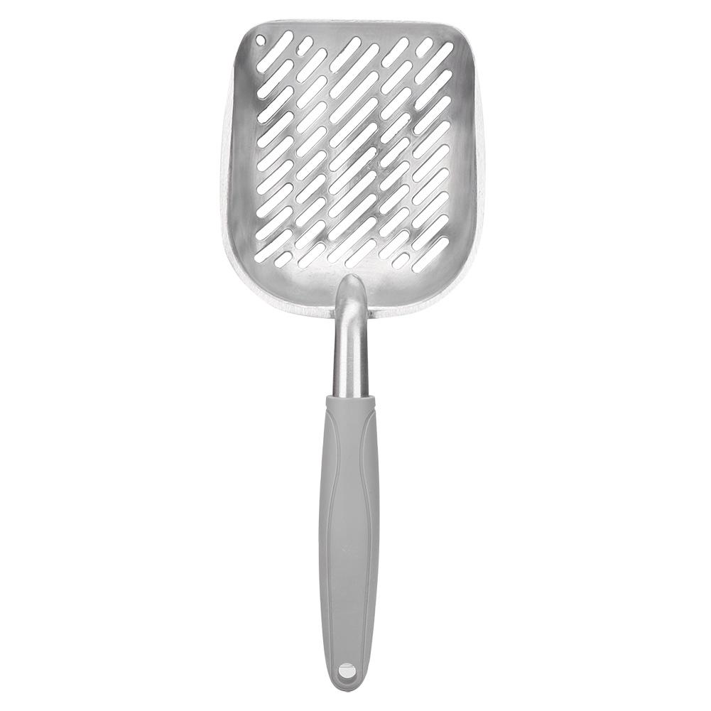 Aluminum Alloy Pet Cat Litter Scoop Sifter Shovel Hollow Dog Puppy Waste Holder(Black)