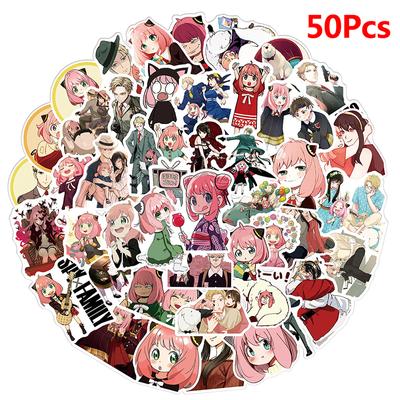 50 sztuk Spy X rodzina Anime Cartoon naklejki gitara naklejki do samodzielnego wykonania naklejki zabawki dla dzieci