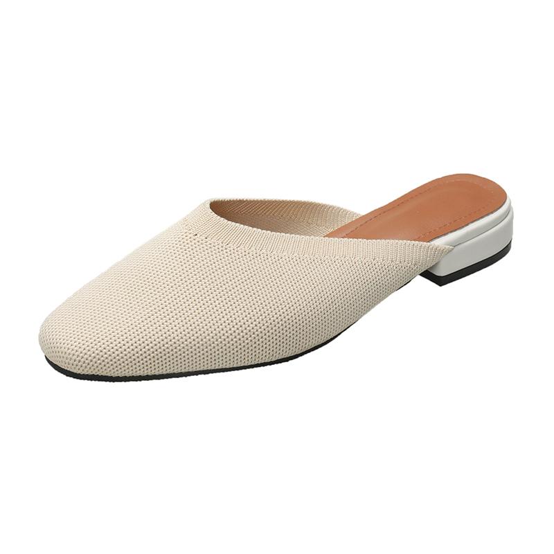 Mules de damă Tricot de vară Cu vârf ascuțit Mules Saboți Casual Papuci Pantofi de damă Sandale plate Mărimea 35-42