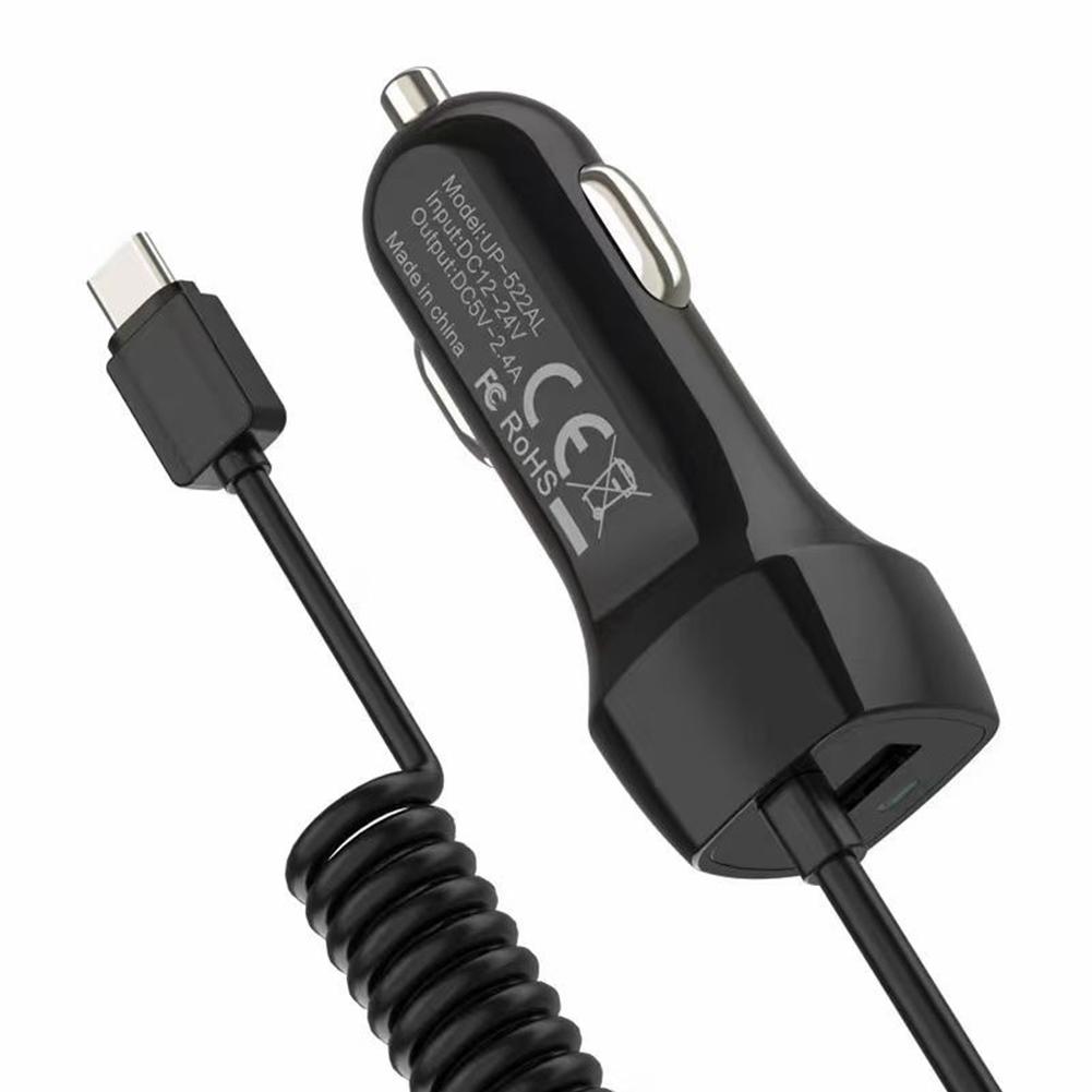 48W Autoladegerät Mit Feder-USB-Typ-C-Kabel Für iPhone 12 11 XR 8 Zigarettenanzünder USB LKW Auto Ladegerät Für Android iPhone