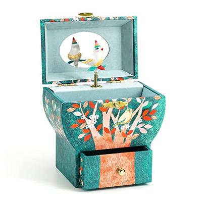 DJECO Night Singing Music Box, Jewelry Box, Accessory Case, Montessori Style, for Girls and Women Ages 4, 5, 6, 7, 8, 9, 10, and 11. Perfect As a Pres