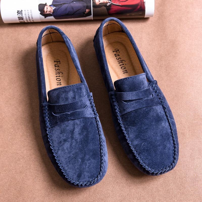 Fashion Men's Loafers Hot Selling Spring Autumn Men's Suede Leather Shoes for Commuting Massage Sole Flat Bottomed Walking Shoes