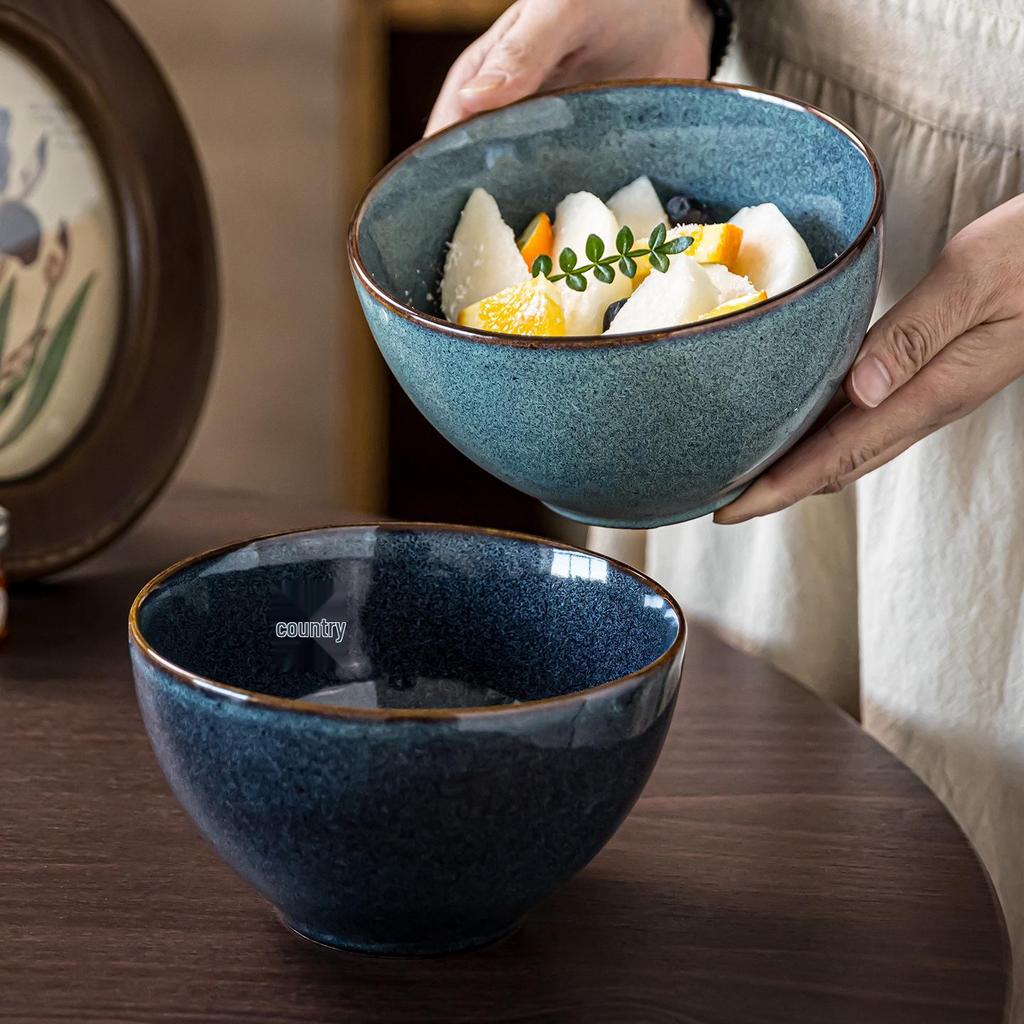Japanese Retro Ceramic Bowl - Versatile for Salads, Noodles, Vegetables, Fruits, or Soups.