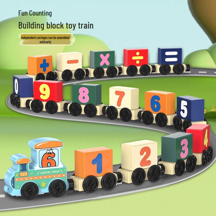 

Kids Pull-Along Dinosaur Train: Educational Alphabet Building Block Toy