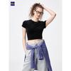 Uniqlo Gu Sheer Velour Cropped T shirT