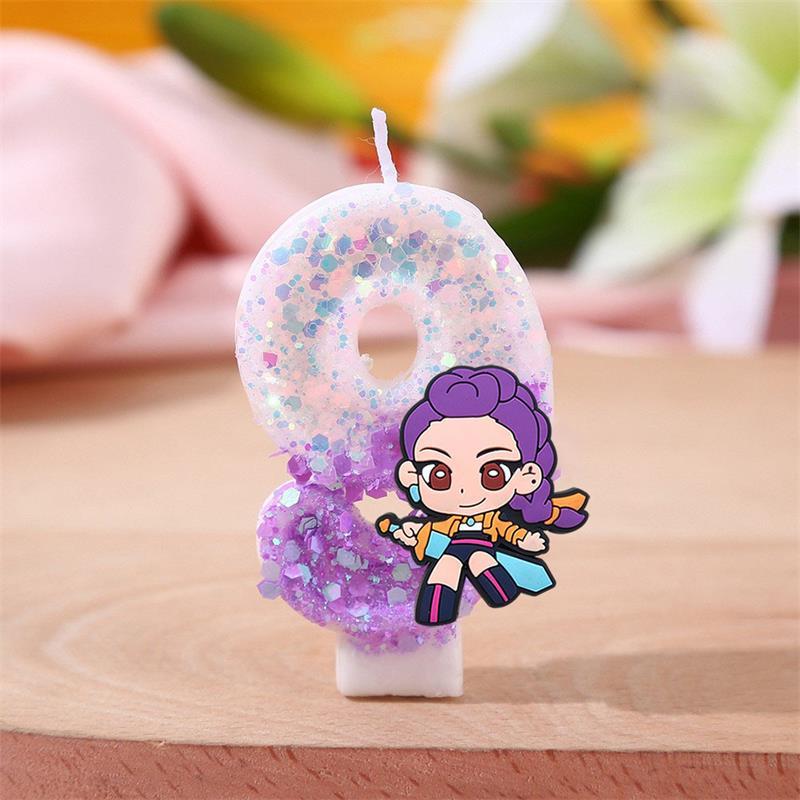 New Kpop Anime Demon Hunters Theme 3D Digital Candle Birthday Cake Decoration Number 0-9 Candle Kids Party Accessory Supply Gift