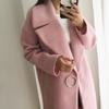 2022 Autumn/Winter Korean Style Thickened Woolen Coat, Large Lapel, White Mid-Length Cocoon Shape Overcoat for Women
