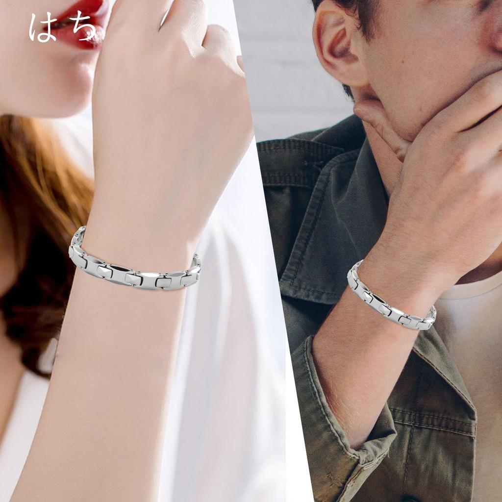 Hachi 12-Piece 99.99% Pure Germanium Bracelet for Men, Anti-Static Magnetic Tungsten All-Germanium (Silver, 20)
