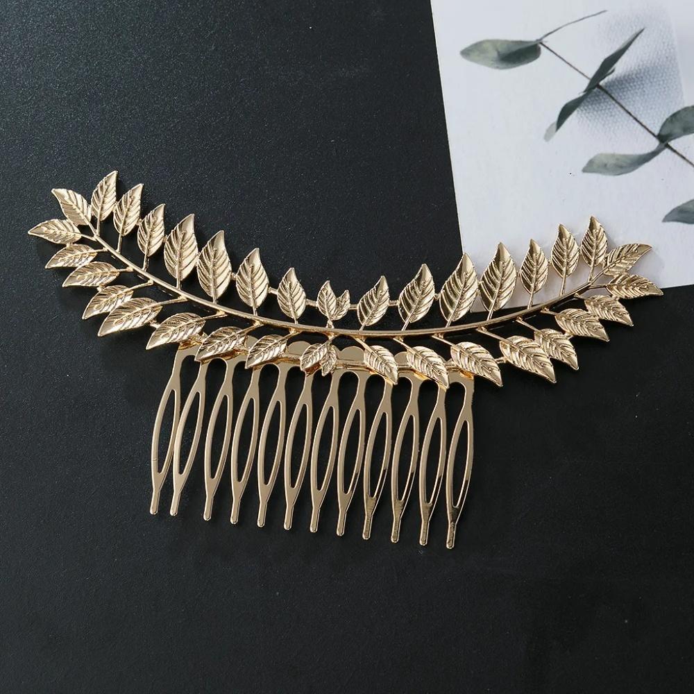 Metal Gold Color Leaf Hair Clip Pins for Women Hair Comb Bride Hair Decorate Wedding Bridal Hair Accessories Gift