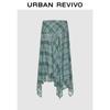UR2026 Women's Trendy Plaid Irregular Hem Skirt