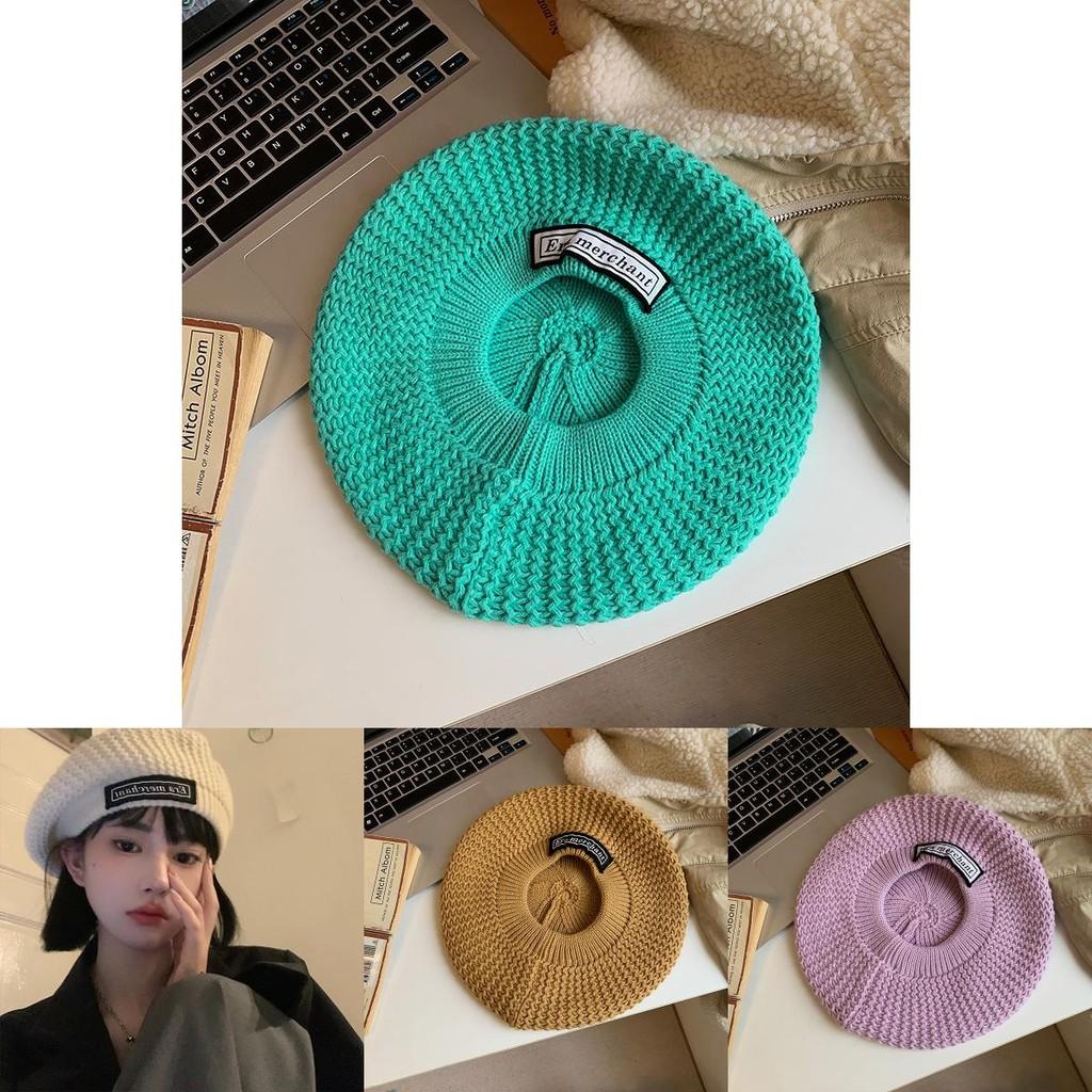 Warm And Cozy Cotton Beret For Women Trendy Knitted Hat In White