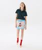 Jun Jun Space Cat Print Mini Skirt_Light Blue