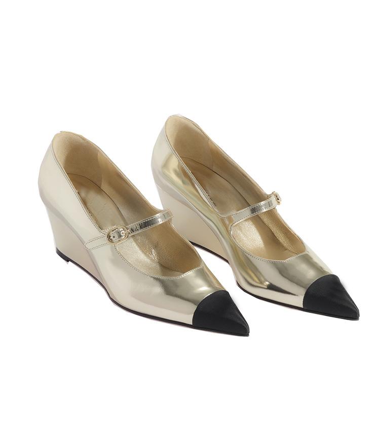 silver High Heel Wedge Shoes Newest Pumps Breathable Slip On Breathable Women Sandals Female Pointed Toe Slippers High-heeled