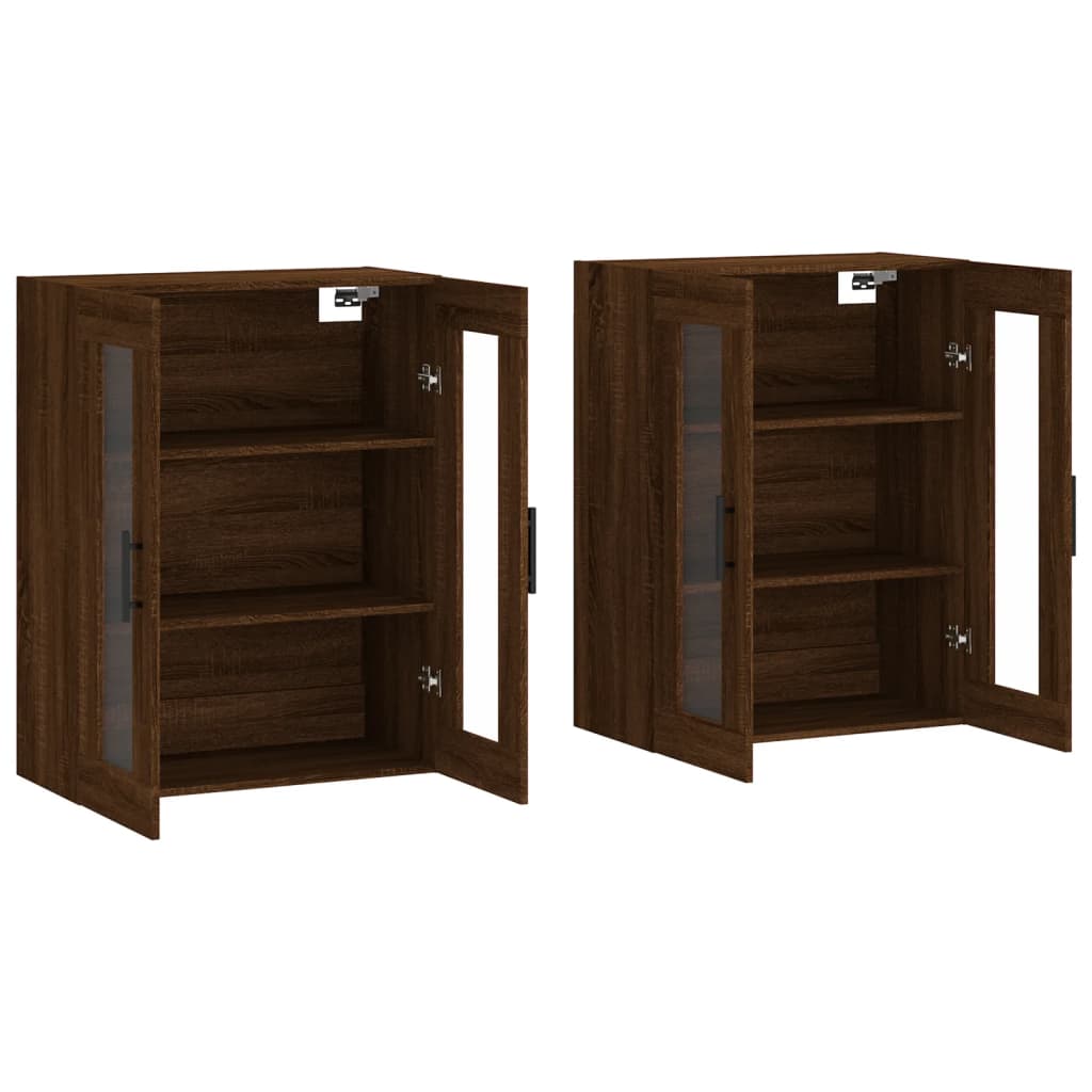 Wall Cabinets 2 Pcs Brown Oak Effect Particleboard
