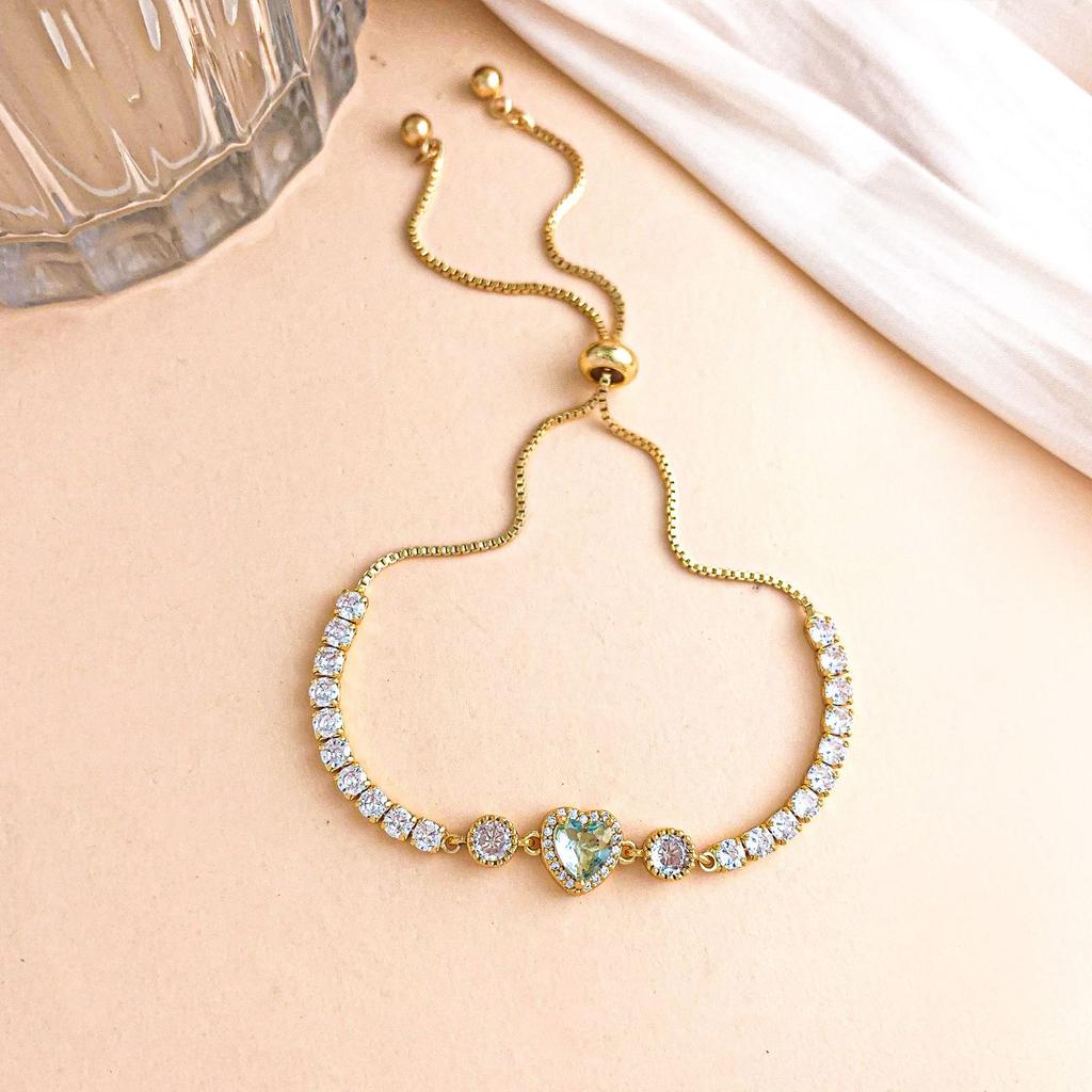 Bracelet Colorful Love Zircon Bracelet Light Luxury High-end Pull-out Bead Adjustable Bracelet Exquisite and Versatile Girlfriend Model