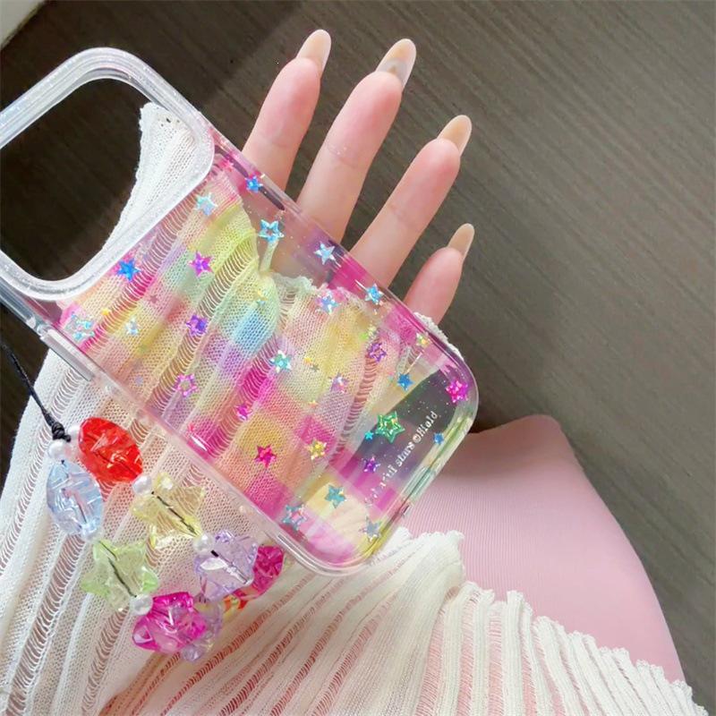 Star Plaid Semi-Transparent Case for iPhone 17, 16 Pro Max/15/14 - High-End Feel