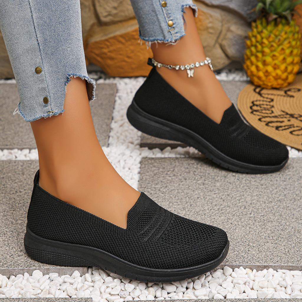 2025 old Beijing autumn and winter new women's sports shoes flying woven shoes breathable casual shoes flat shoes women