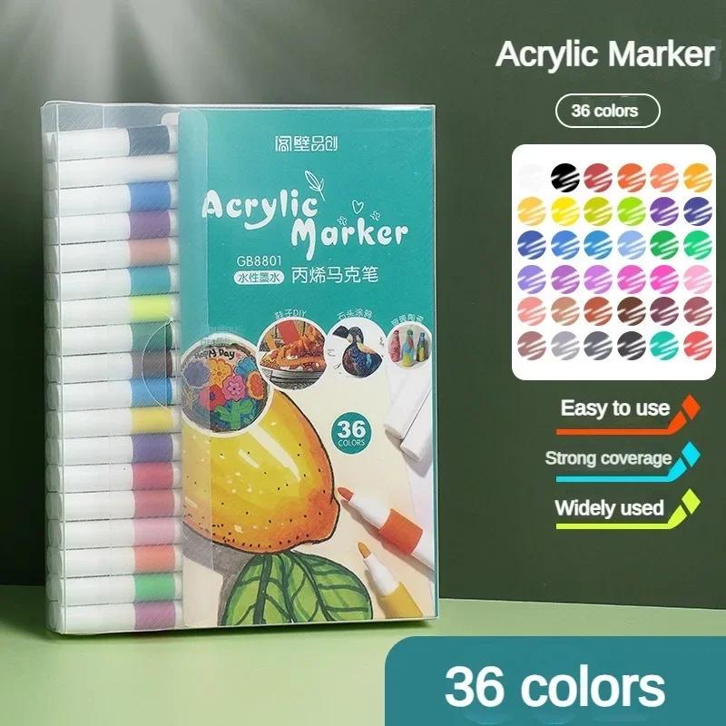 Acrylic Marker Pen Set 12-80 Colors Art Color Graffiti Hand Ledger Marker Paint Pen DIY Painting Acrylic Art Painting Stationery