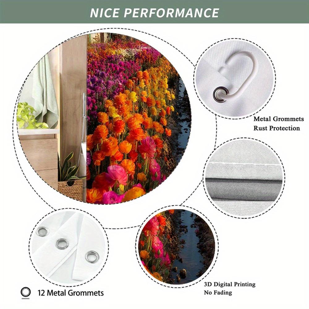Vibrant Floral Field Bath Curtain - High-Quality Waterproof and Mildew-Proof Bathroom Decor for a Scenic Home Touch