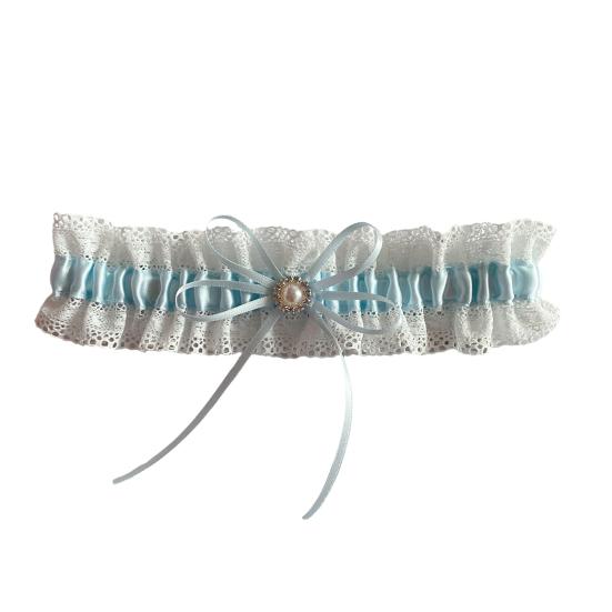 Lace Wedding Garter Faux Pearls Bowknot Floral Lace Garter Stretch Leg Garter Belt Bride Accessories for Women