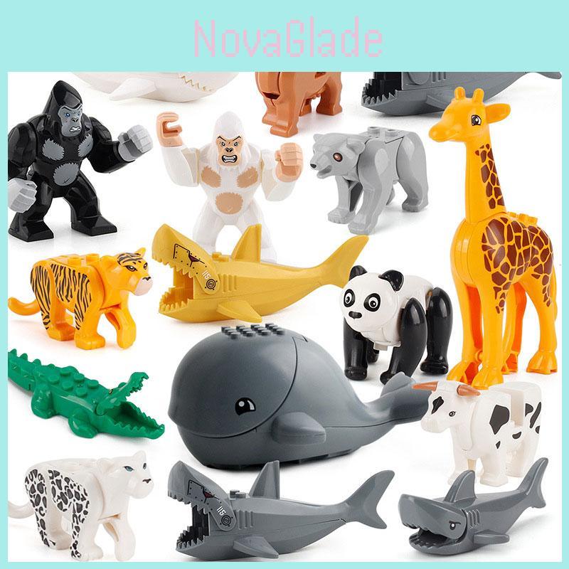 Kids' Mini Assembly Building Toy Crocodile Shark Orangutan Figure Blocks Plastic Material