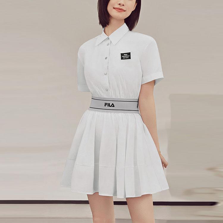 New FILA ORIGINALE Short Sleeved Dress Women's White F11W229318FWT