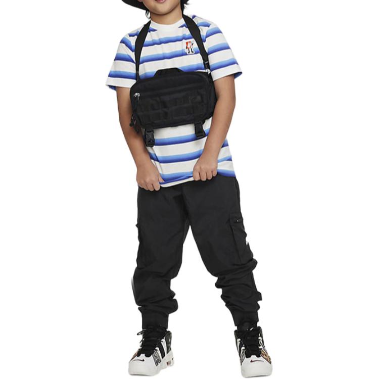 

Nike T Shirt Blue White Stripes Kids FD0843-133 M