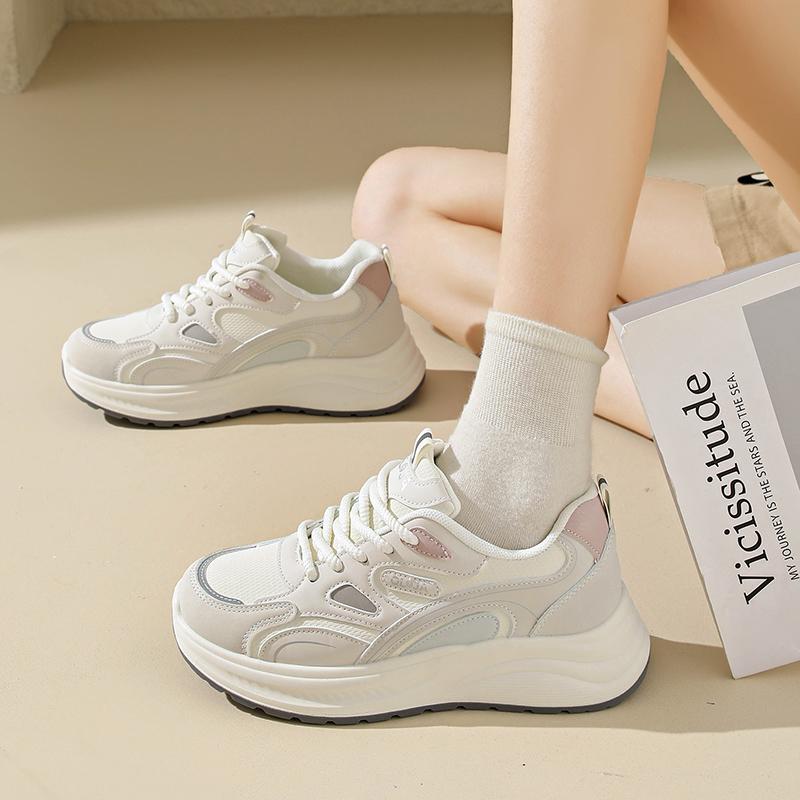 CRLAYDK Women's Platform Sneakers Casual Leather Tennis Comfort Chunky Shoes Walking Footwear Ladies Sports Trainers