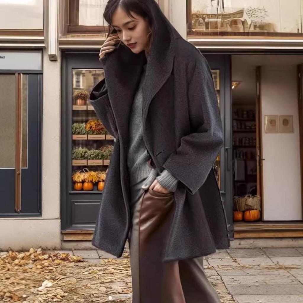 2026 Women's European-Style Hooded Wool Coat - Multi-Color, Mid-Length, Casual Fit for Autumn/Winter