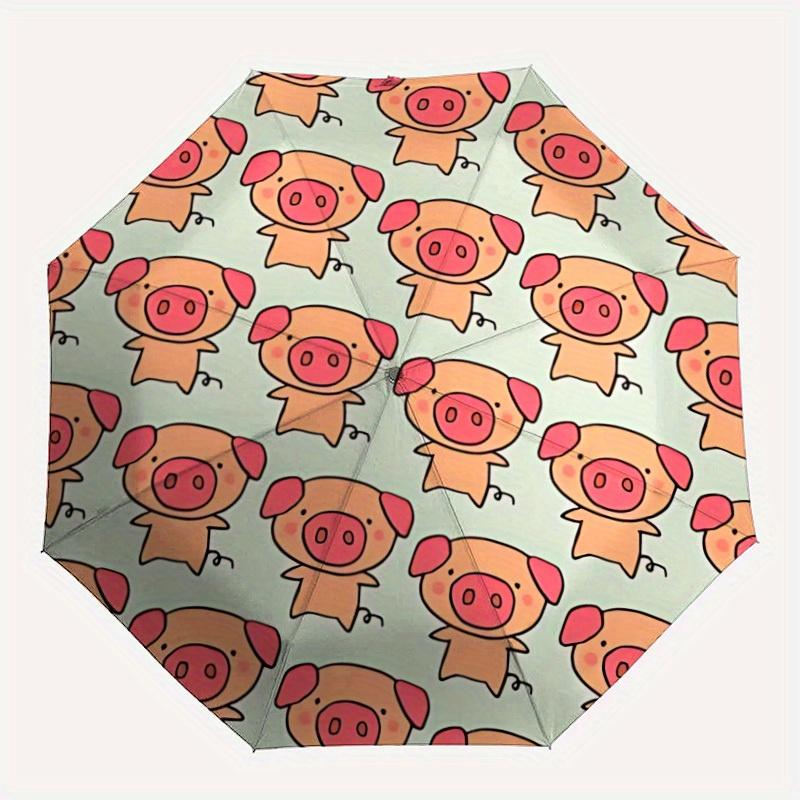 

1pc Pig Pattern Automatic Folding Umbrella, Portable & Foldable Design with 8 Ribs, Casual Outdoor Accessory yy250805114