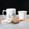 Chinesische Keramik-Teetasse mit Deckel, Tee-Siebeinsatzbecher, Büro-Besprechungs-Aufbrühbecher mit Filter, Tee-Wasser-Trennbecher