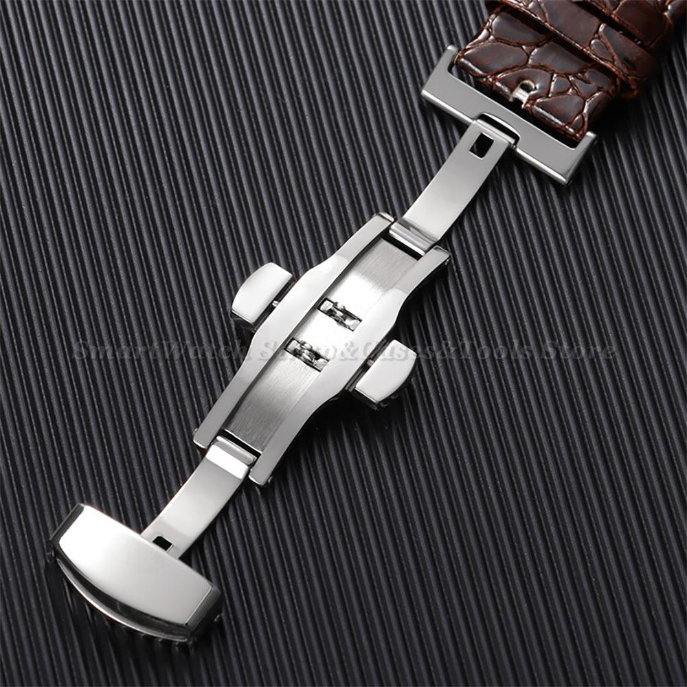 12/14/16/18/19/20/22mm Crocodile Pattern Design Leather Watchbands Butterfly Buckle Men Women Business Watch Band Watch Straps
