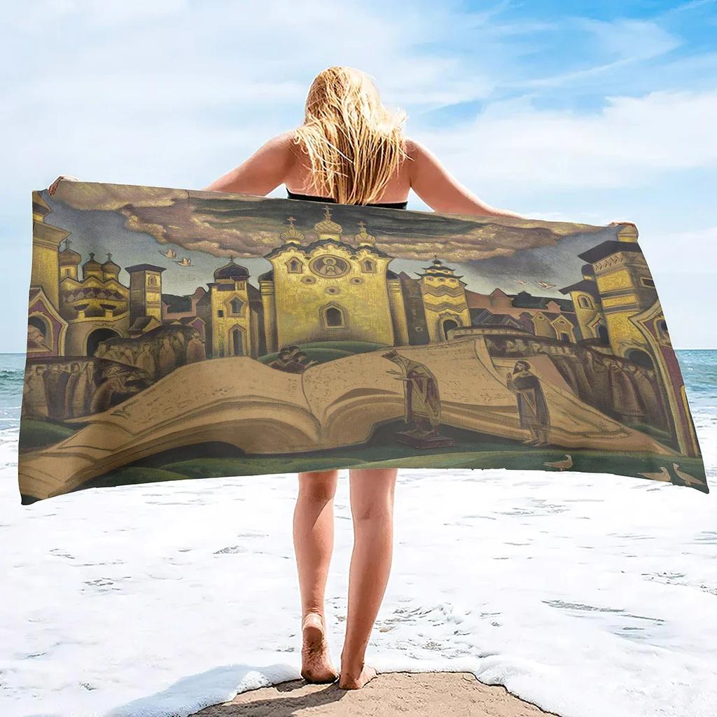 Roerich Paintings Microfiber Oversized Lightweight Beach Towel Extra Large Sand Free Towels Travel Swim Pool Yoga Gym Camping