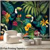 Tropical Parrot Tapestry, Jungle Plant Wall Hanging Vibrant Landscape Wall Decor for Living Room Bedroom