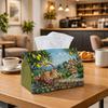 1pc Mediterranean Pet Art Tissue Holder - A Versatile Napkin Holder, Offered In Two Sizes, Crafted from Sturdy Polyester, Adorned with Vibrant Scenic