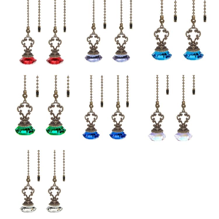 2PCS Bronze Crystal Pendant Home Decoration Car Trim Ceiling Fan Chain Extender Crystal Prism Drop Lamp Pendants
