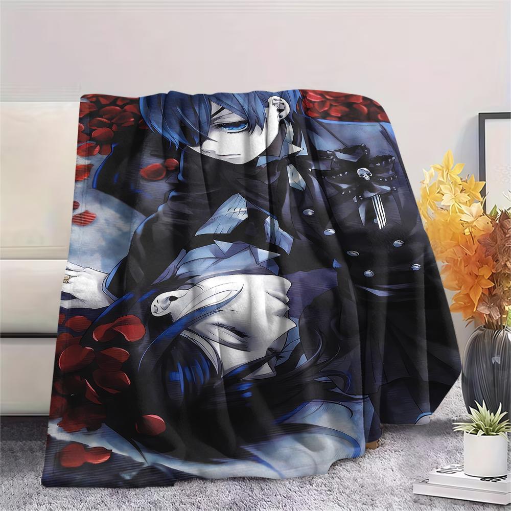 1PC Black Butler Print Flannel Blanket, High quality All Seasons, Home Decor, Warmth and Comfort, Perfect for Christmas Gifts