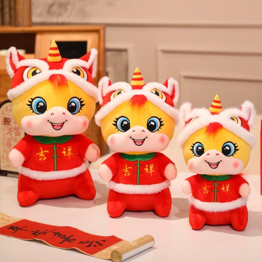 Cute New Year Mascot Red Lucky Pony Toy Plush Horse Stuffed Doll  Spring Festival