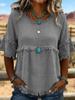 2026 European & American Loose Fit Women's Casual Short Sleeve Round Neck Pullover Top