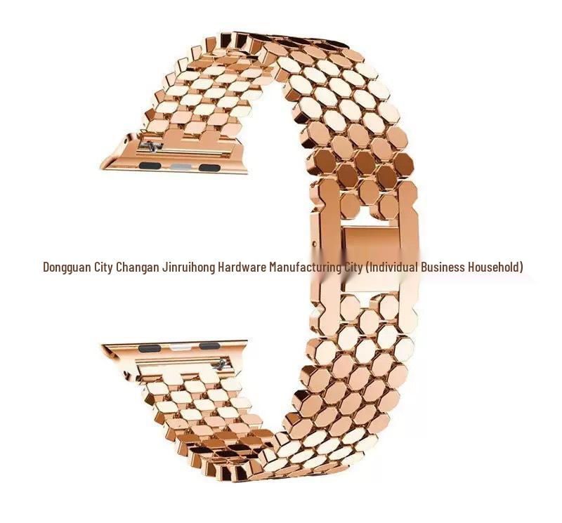 

Сумісний ланцюжковий браслет з нержавіючої сталі для Apple Watch iWatch 1-4, SE, 7 22 mm рожевий колір золота