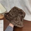 Japanese Plush Fisherman Hat for Women In Autumn and Winter Warm Large Brim Versatile Sweet Temperament Lady Color Fashionable Washbasin Hat