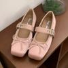 Fashion Sweet Butterfly-knot Mary Jane Shoe Women Retro Square Toe Shallow Ballet Flats Comfort Soft Sole Designer Shoe