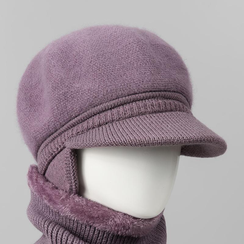 Wool Hat Women's Autumn and Winter Fleece Warm Hat, Ear Protection, Cold Protection, Thickened Knitted Hat