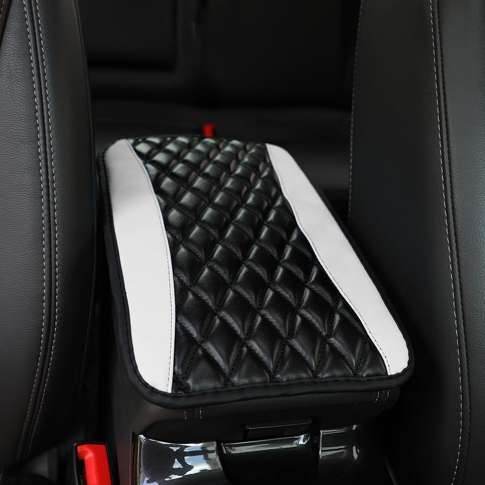 Car armrest cushion center control cushion Car interior accessories PU leather embroidered three-dimensional lattice cushion