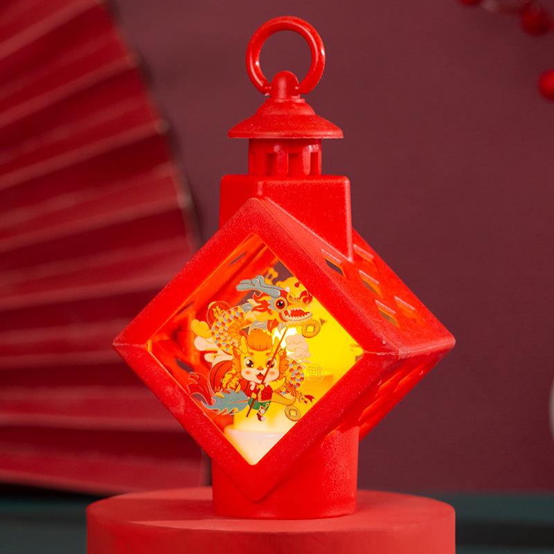 Linterna de Carácter Fu Portátil Resplandor Año del Dragón Decoración Festival de Primavera Nudo Chino Yuanxiao
