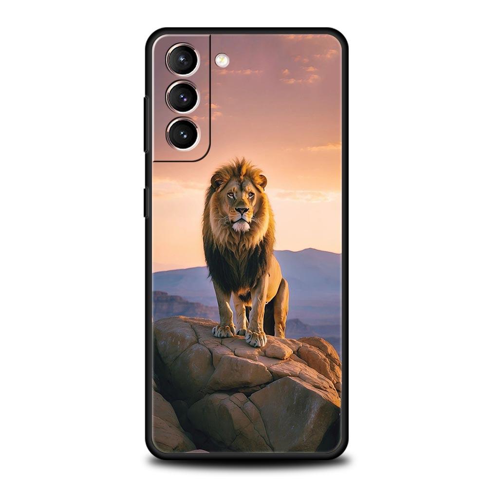 Lion King Animal Phone Case For Samsung Galaxy S26 Ultra S25 Plus S24 FE S23 S22 5G S21 S20 Cover Black Soft