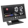 Wettervorhersage Uhr ABS LED Farbbildschirm Multifunktional Temperatur Luftfeuchtigkeit Wecker Schwarz