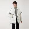 ELLE Basic Large Lapel Duck Down Color Block Oversized Fashion Design Casual Loose Versatile Puffer Long Sleeve Down Jacket Women outerwear EY53307